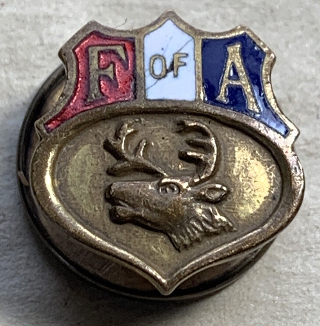 1910 Antique Foresters Of America Porcelain Enamel Gold Plated Lapel Tie Pin