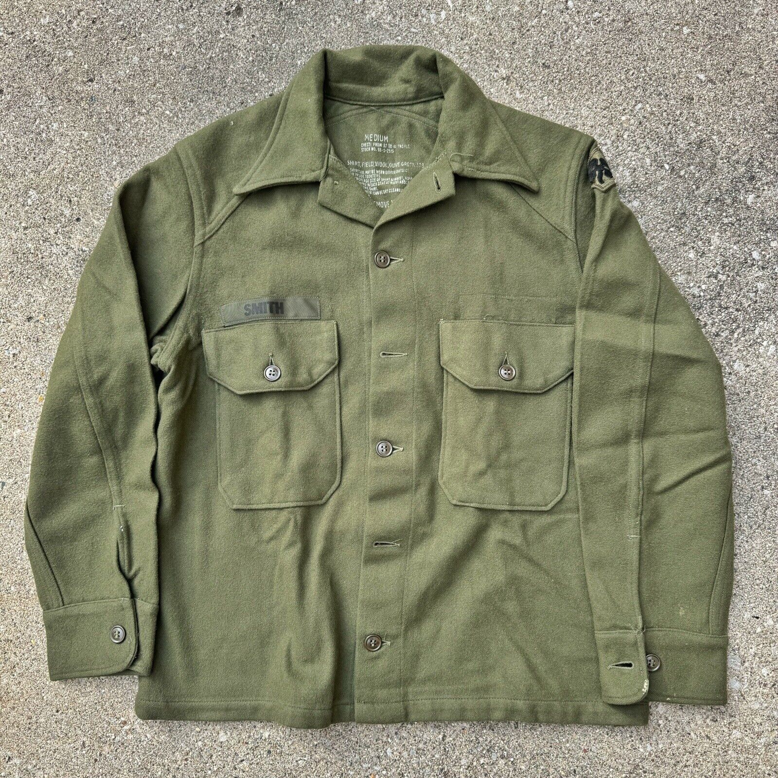 Vintage 1950s Korean War Era US Army OG-108 Wool Field Shirt Sz Medium