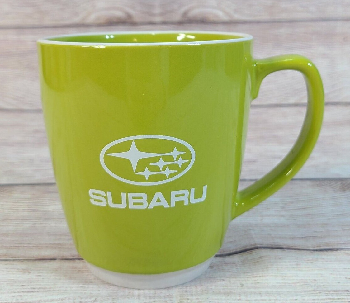 Subaru Coffee Mug Cup Green White Logo Dealer Advertising Promo 18 oz