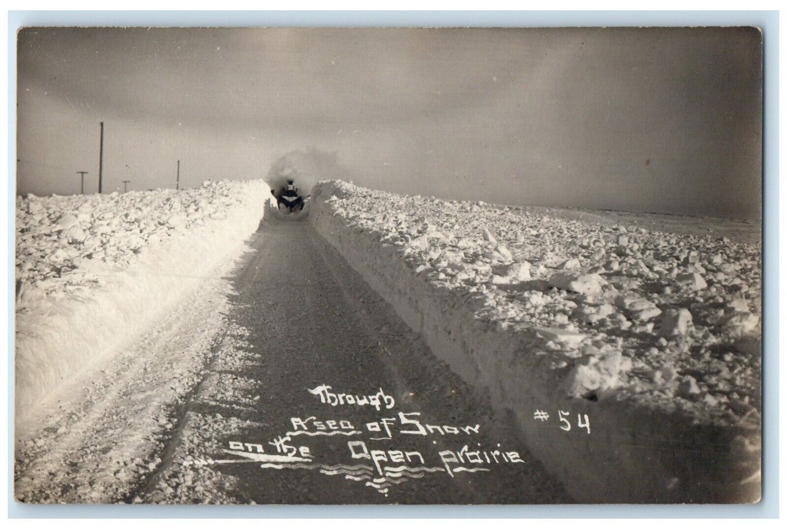 c1910's Sea Of Snow On The Open Prairie Locomotive Snow Plow RPPC Photo Postcard