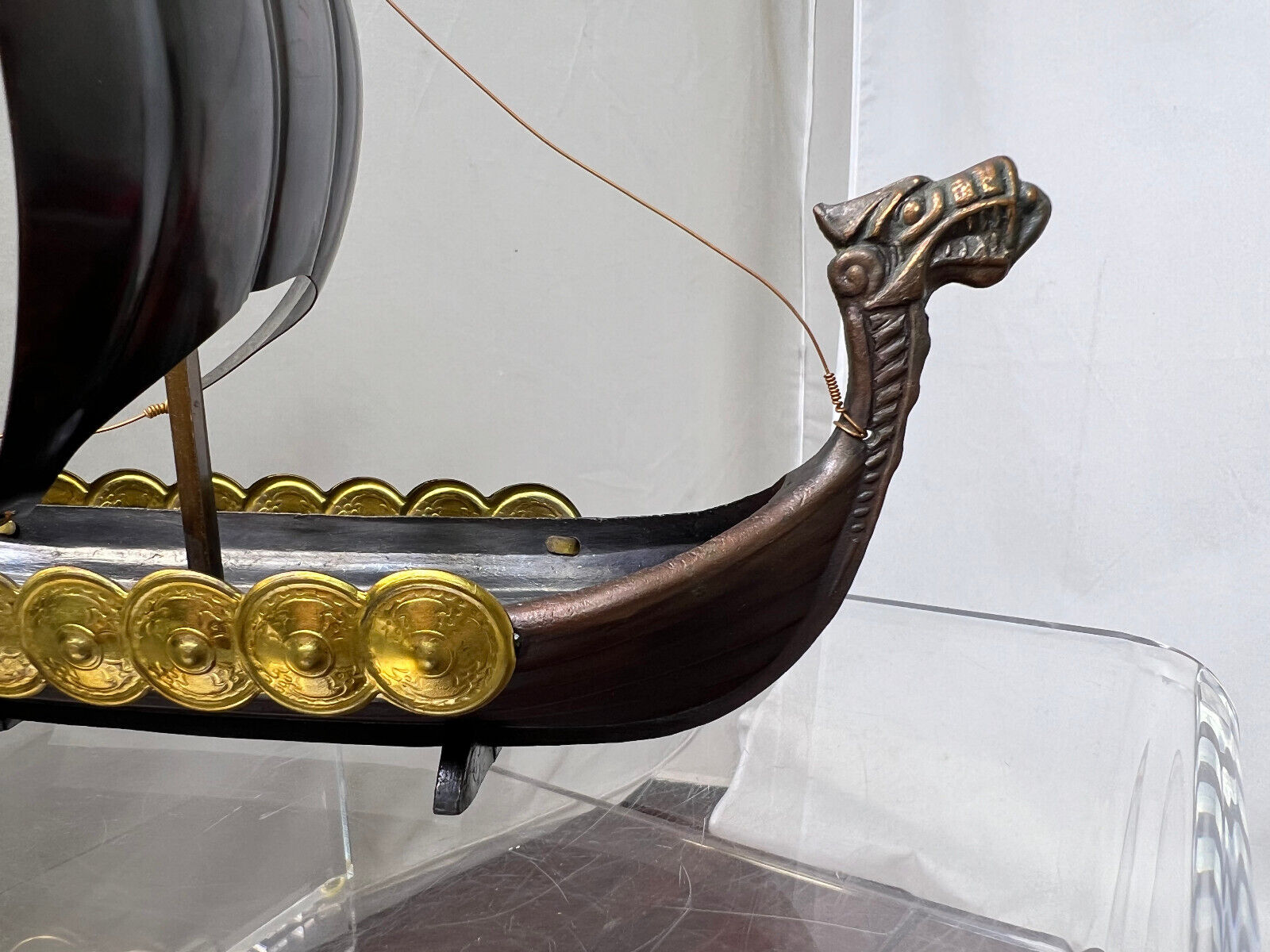 Vintage Viking Ship Metal Figurine Decorative 10” Long Denmark