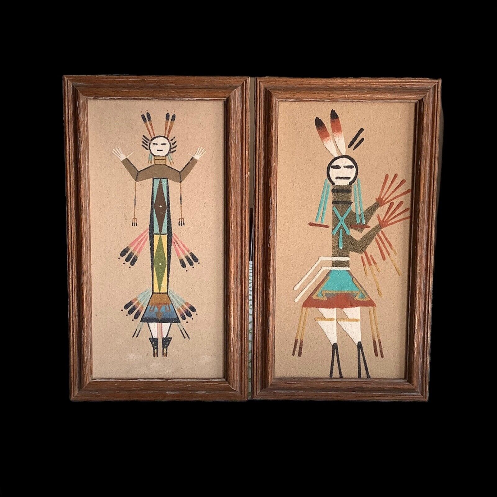 Vintage Navajo Sand Paintings-Set of 2