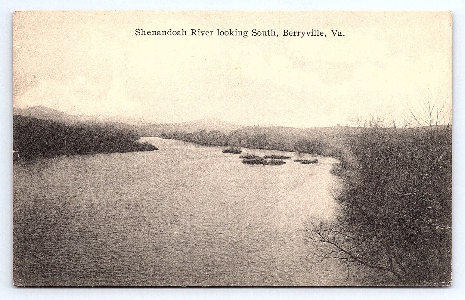 Postcard Shenandoah River Looking South Berryville Virginia VA