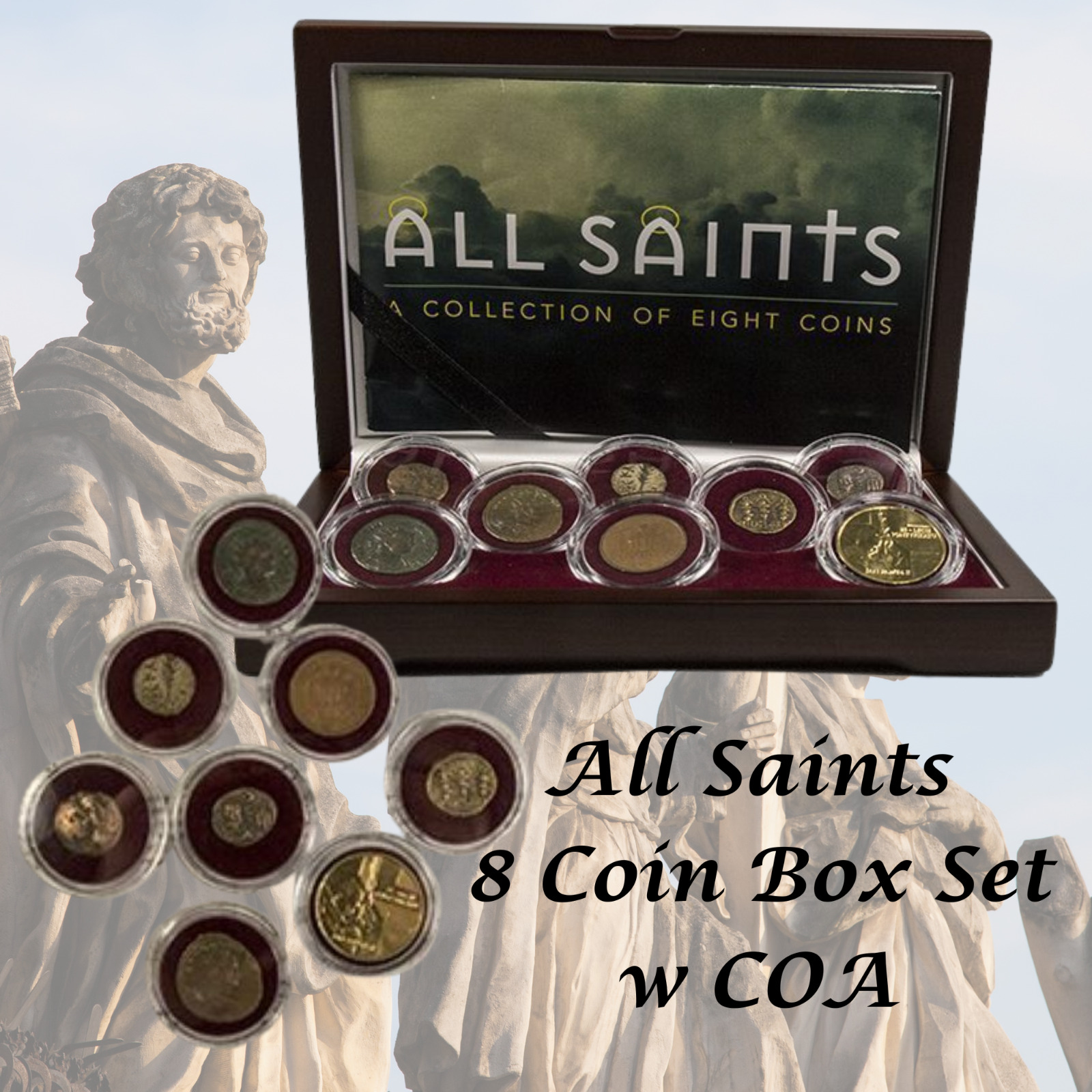All Saints 8 Coin Deluxe Box Set Paul the Apostle Mother Theresa w COA
