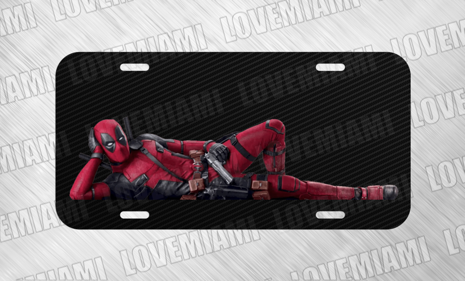 For Deadpool Fans Super Hero Funny Laying License Plate Auto Car Tag 