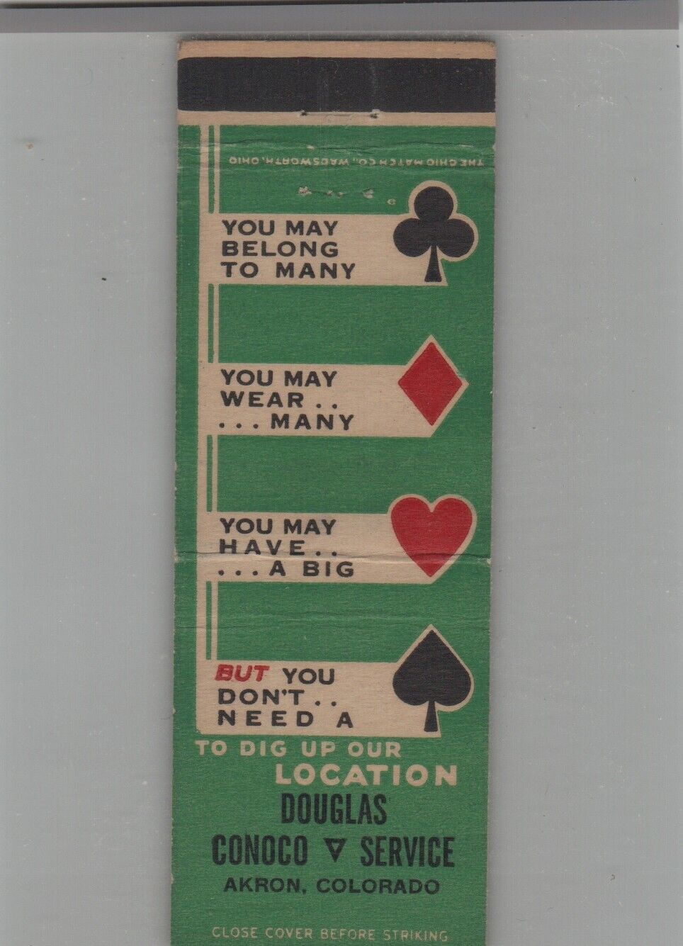 Matchbook Cover Douglas Conoco Service - Gas Station Akron, OH