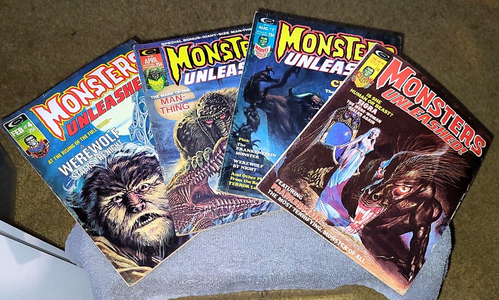 Monsters Unleashed Magazine Lot of Four (#4, 5, 7, 10) 1970s Marvel GOOD TO VG