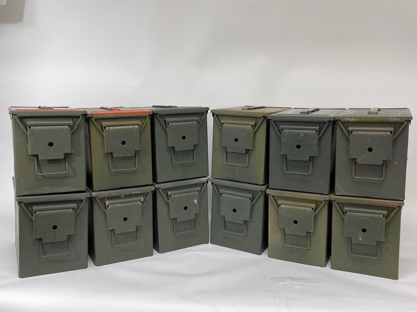 12 Pack FAT 50 Cal Metal Ammo Can – Military Steel Box Ammo Storage - Used