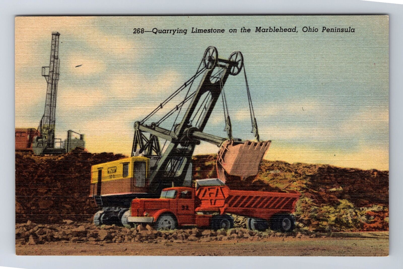 Marblehead OH-Ohio, Quarrying Limestone, Antique, Souvenir, Vintage Postcard
