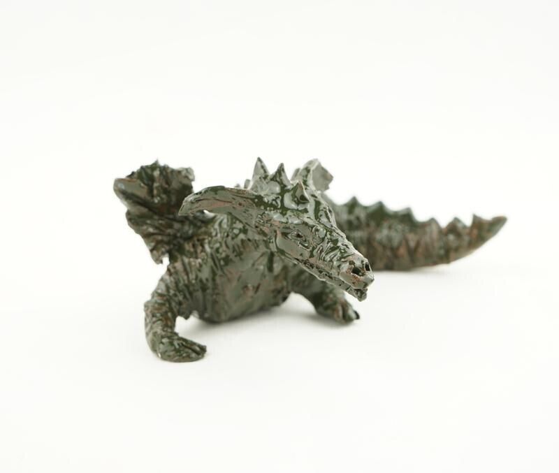 Dragon Figurine Small Old Ceramic Handmade Wild Animal Ukraine Decor Collectible