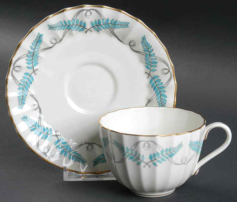 Royal Worcester Ferncroft Turquoise Cup & Saucer 636494