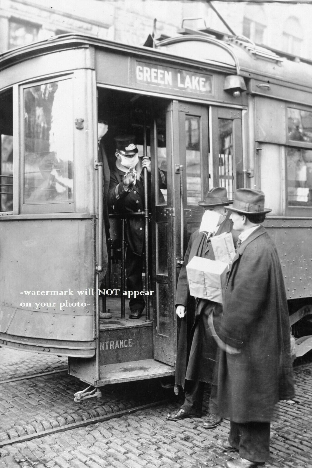 1918 Flu PHOTO Street Car Refusal Pandemic Spanish Flu Seattle Washington