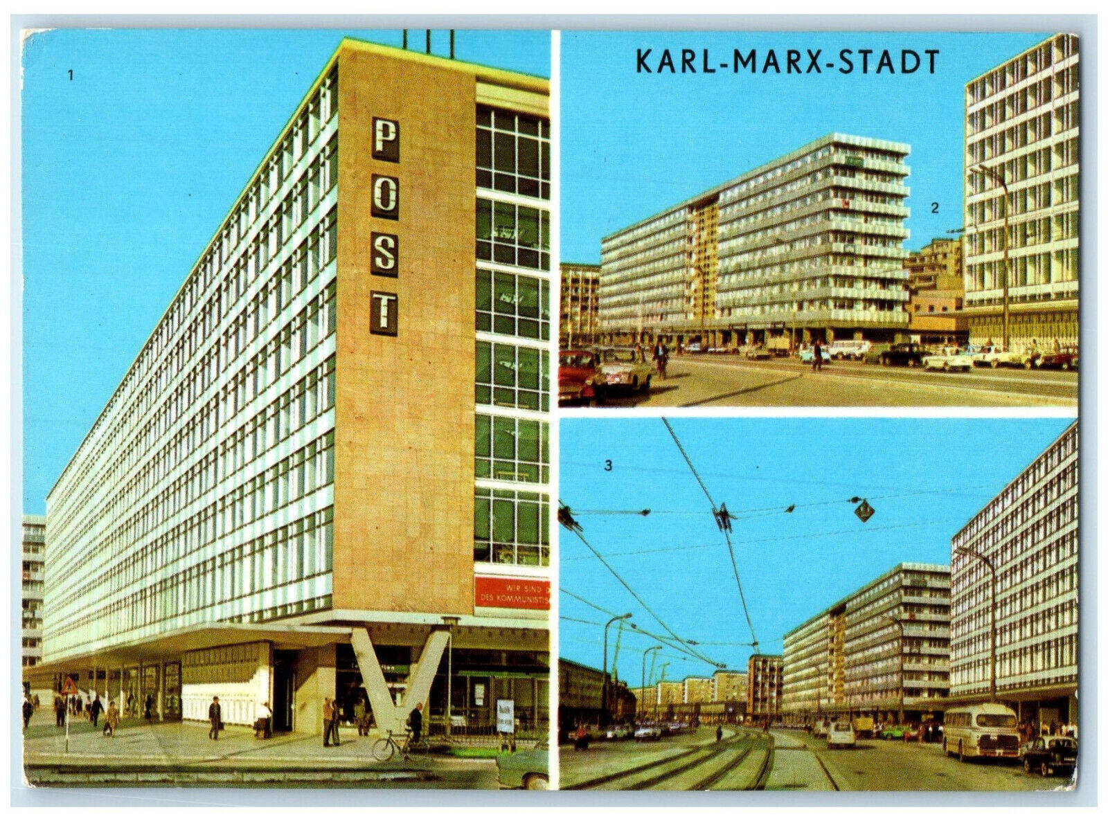 c1950\'s Karl-Marx-Stadt Post Multiview Road of Nations Chemnitz Germany Postcard