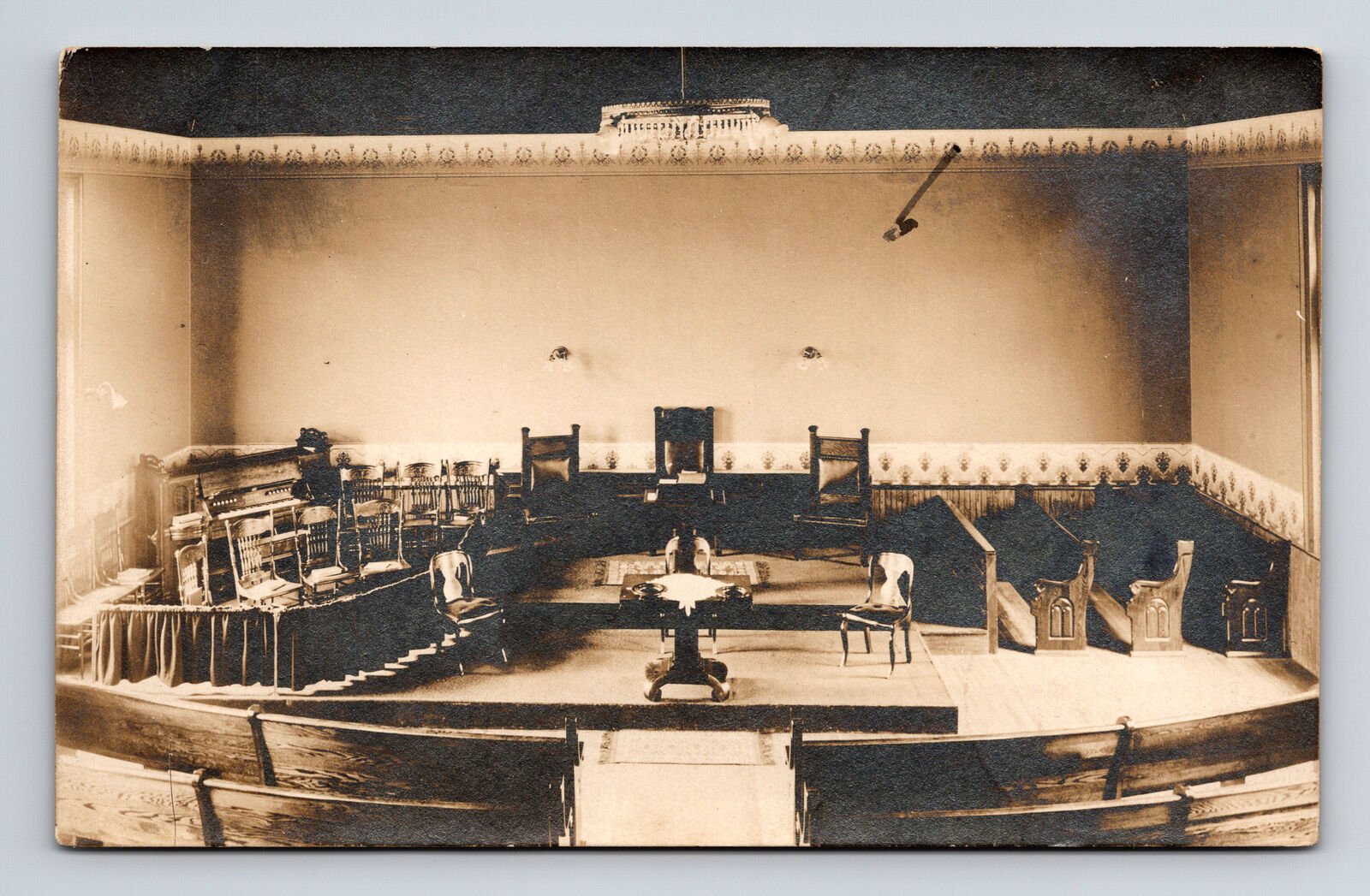 RPPC Unknown Court Courtroom Interior Real Photo Postcard