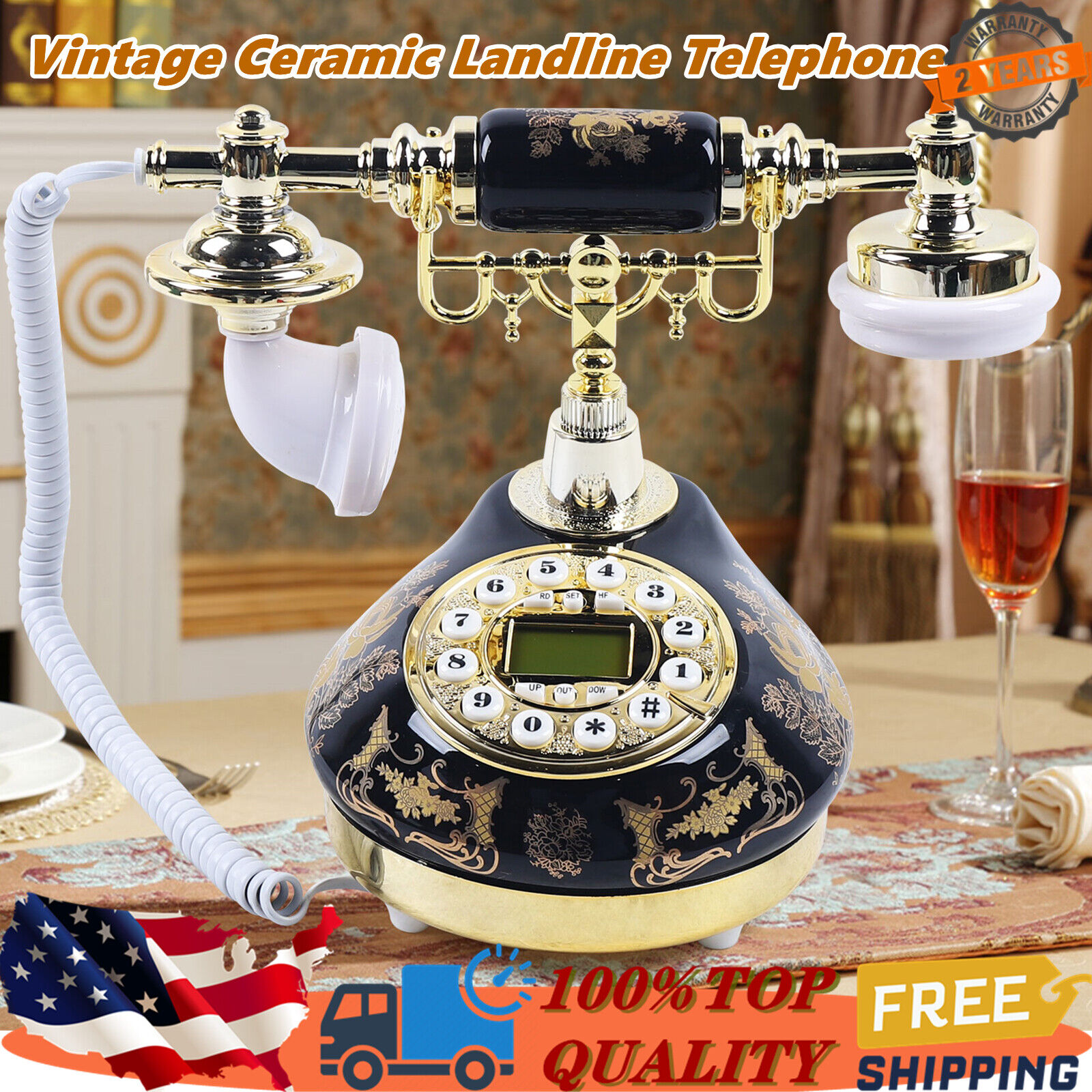 Antique Landline Telephone Vintage Phone Corded Old Fashion Home Office Decor US