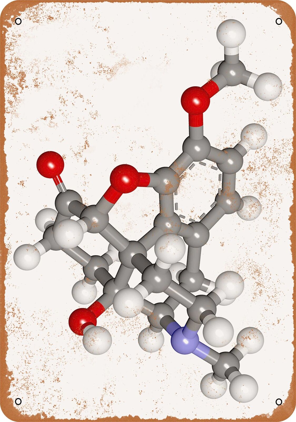 Metal Sign - Oxycodone Molecule -- Vintage Look