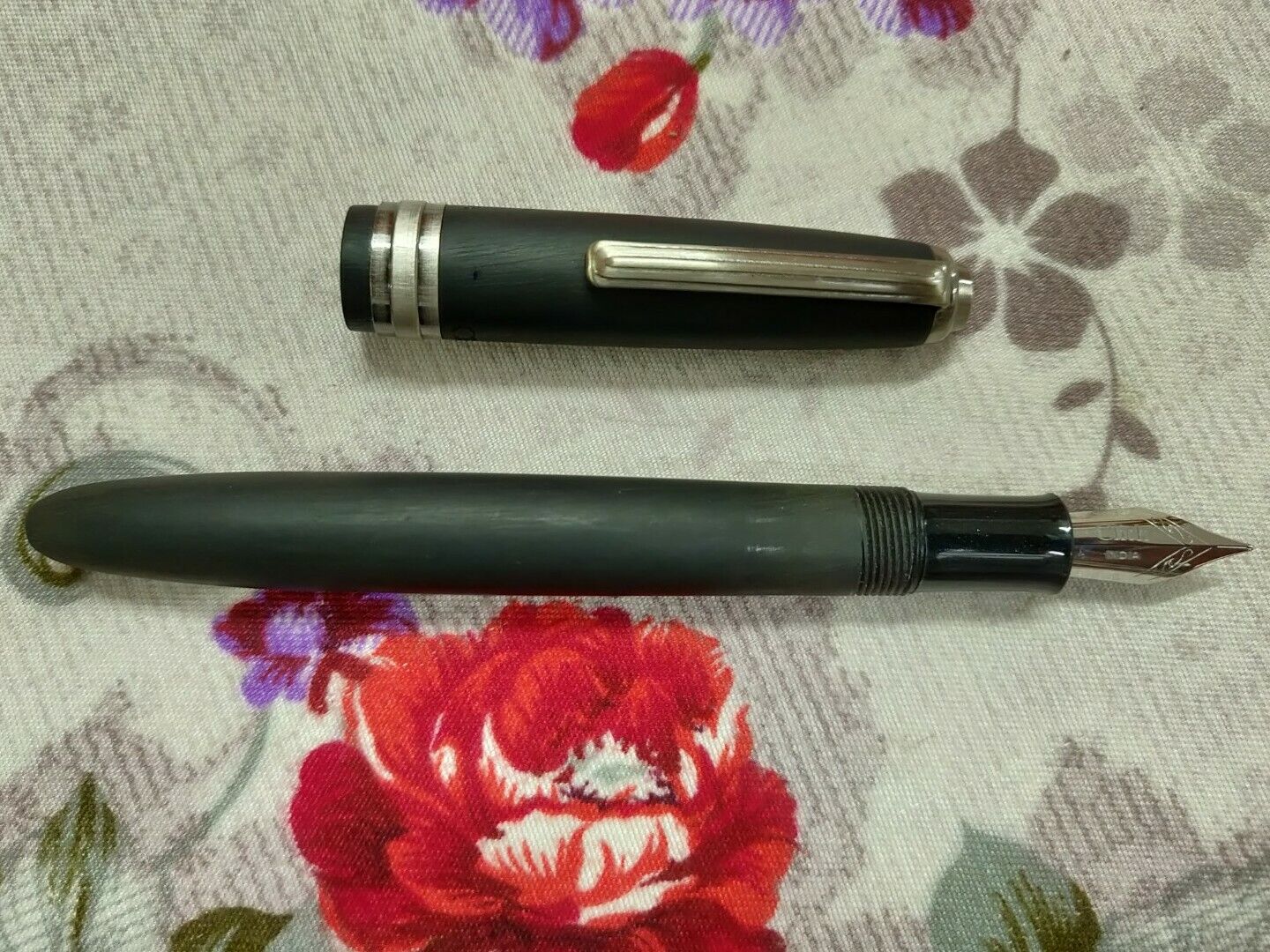 Handmade Charcoal Black Ebonite Fountain Pen Flex Nib Converter Vintage Look New