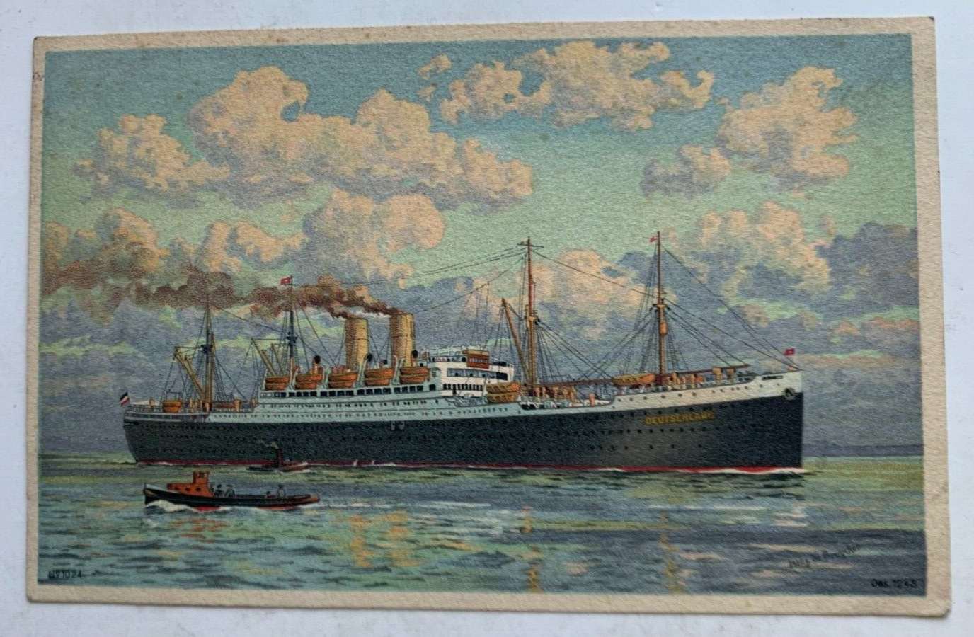 Ship Postcard Hamburg America Line Steamship Deutschland artist Hans de Bruycker