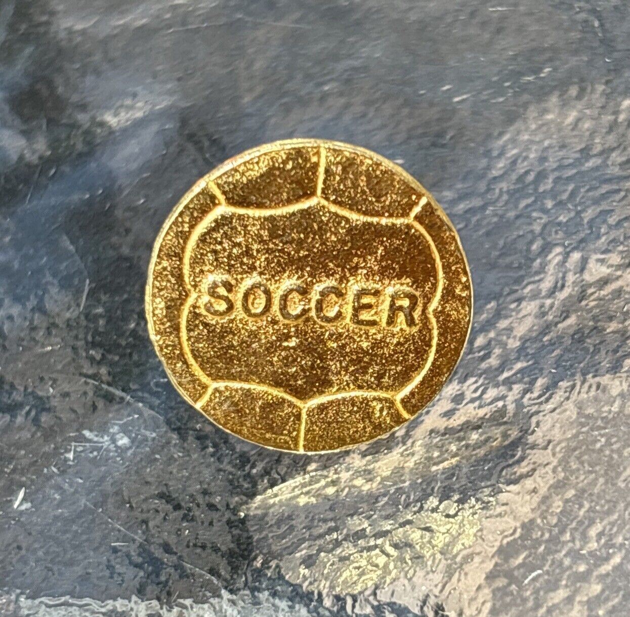 Vintage Gold Tone Soccer Ball Collectors Metal Lapel Pin