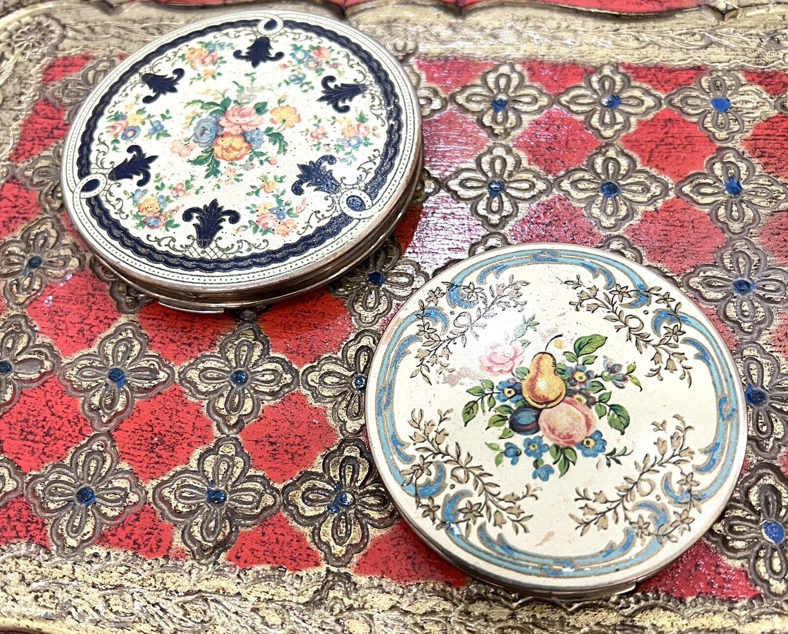 Two Vintage Stratton Made in England Mirror Powder Compacts.