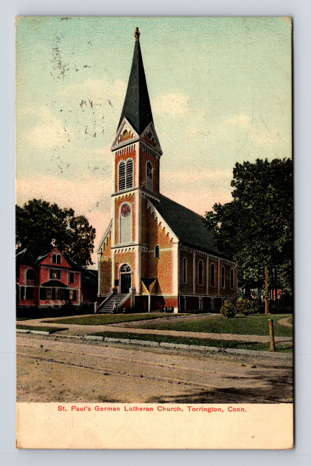 1913 Torrington CT St. Paul's German Lutheran Church Postcard