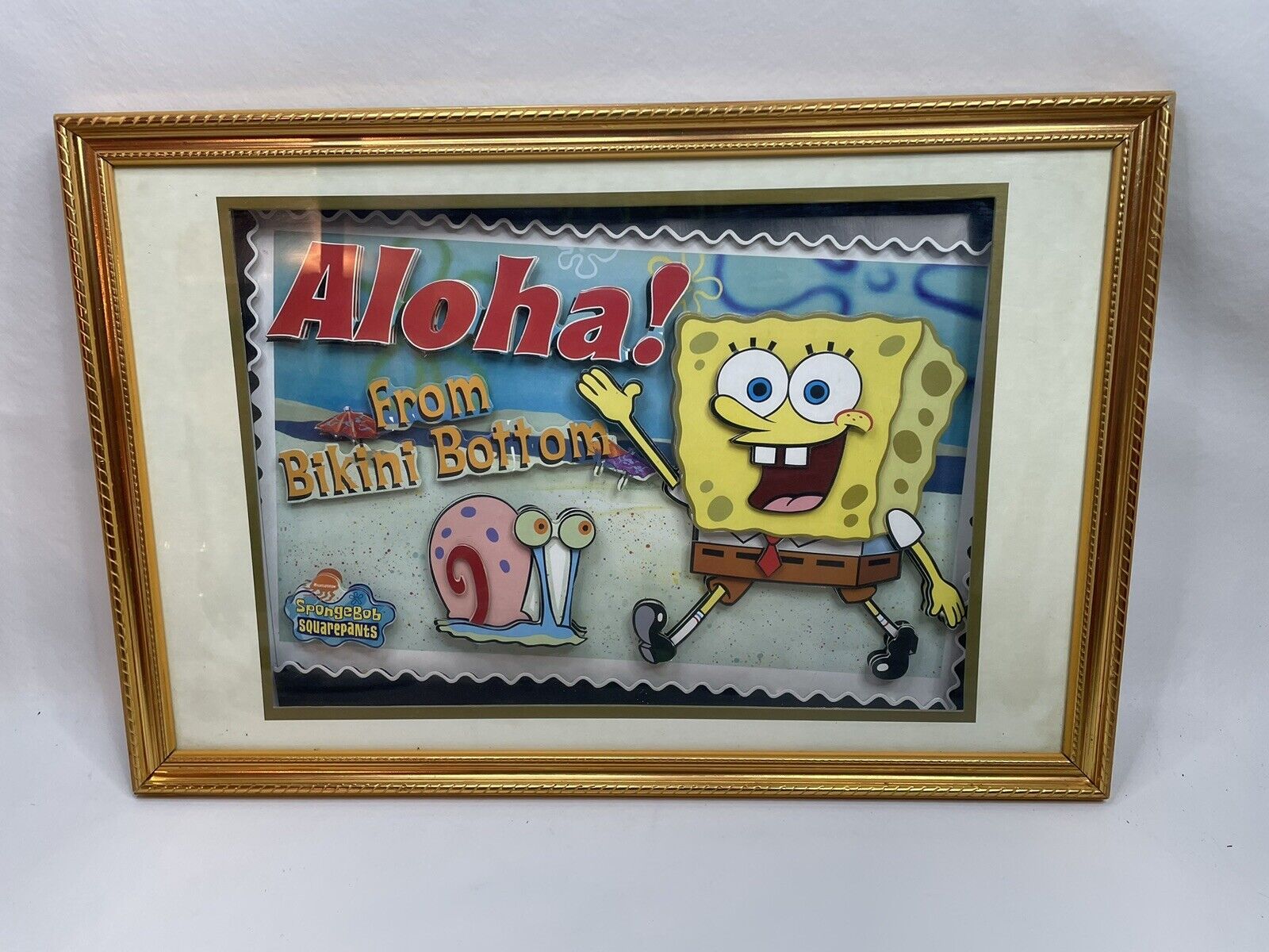 Spongebob 3D Giant Postcard Framed Aloha From Bikini Bottom Wall Art 2004