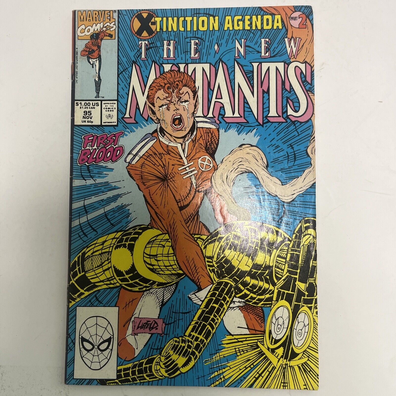 New Mutants #95 - Liefeld Cover Art - Marvel Comic Book 1990 Extinction Agenda