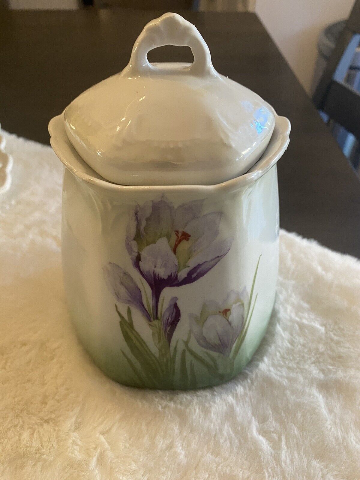 Vintage Altenburg China Tulip Floral Design Biscuit Jar