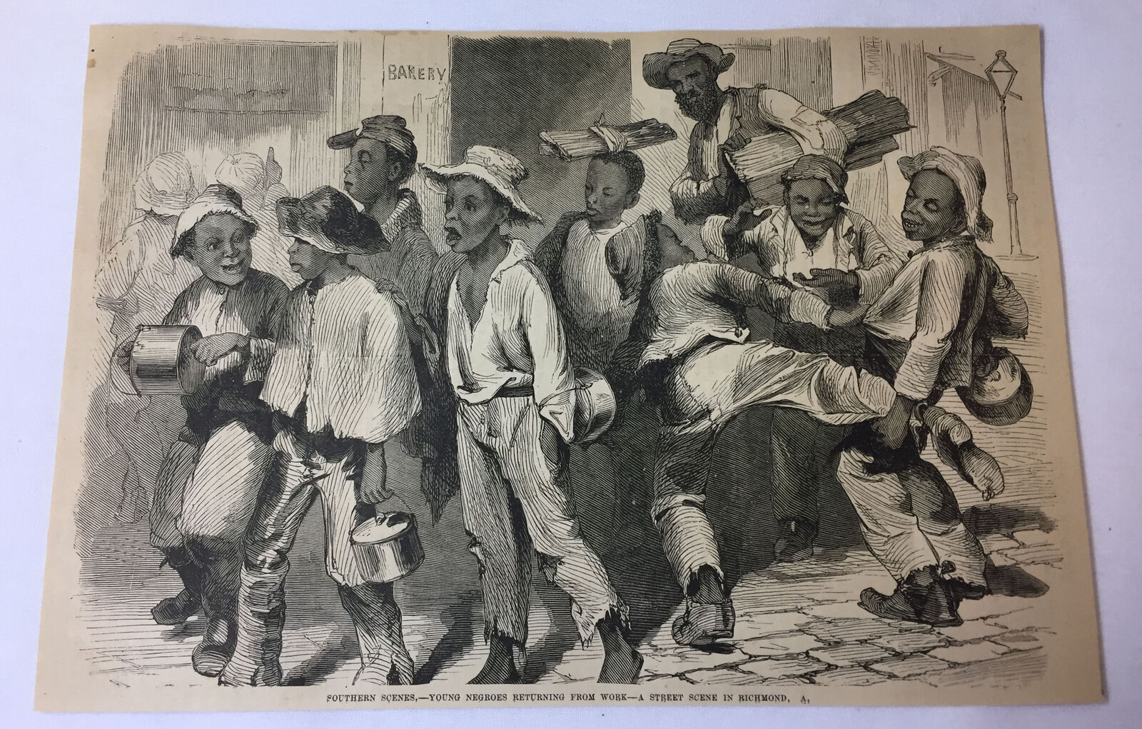 1877 magazine engraving ~ YOUNG AFRICAN AMERICANS RETURNING FROM WORK