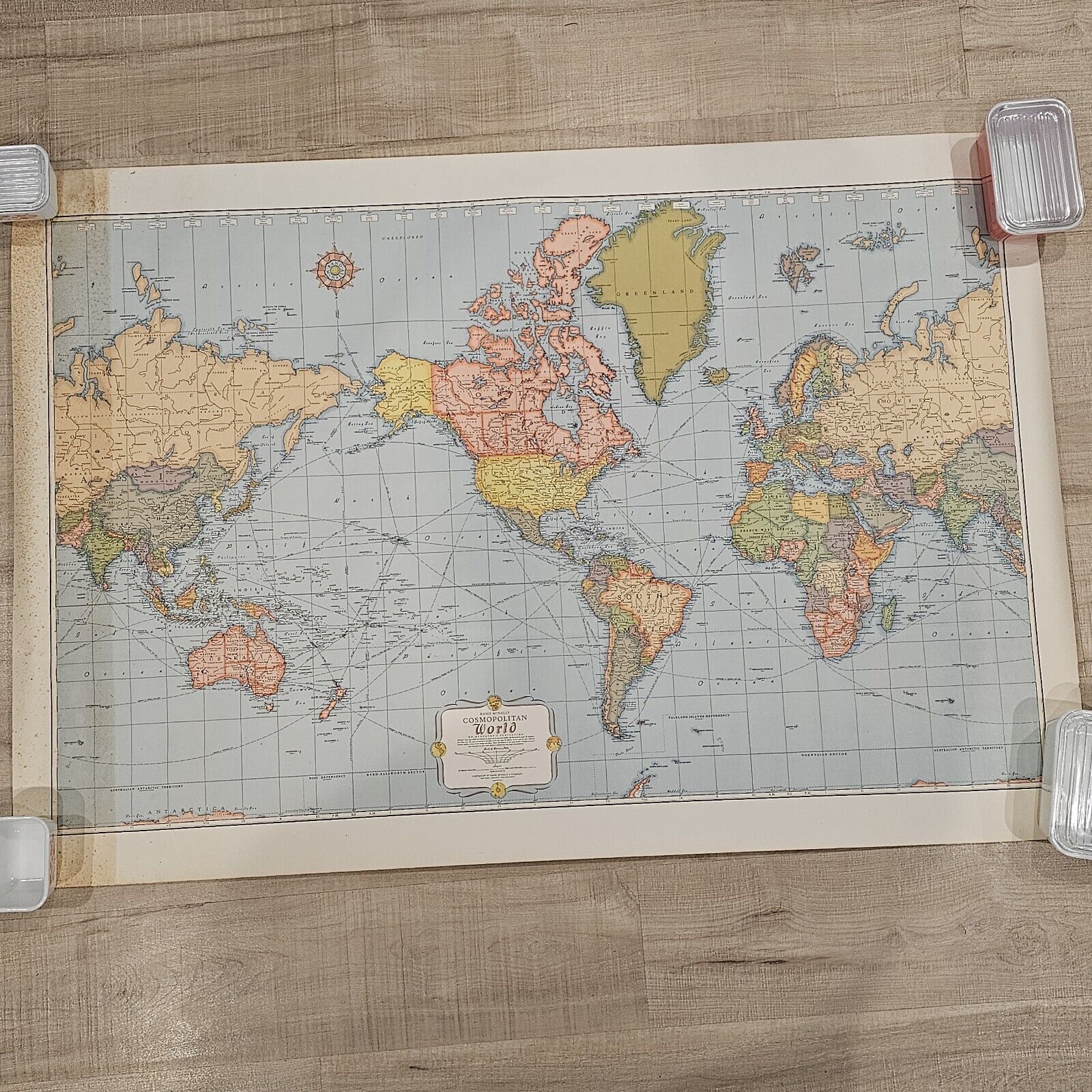 Vintage Map Rand McNally Cosmopolitan World Map 1940s And Ship Tube From Company