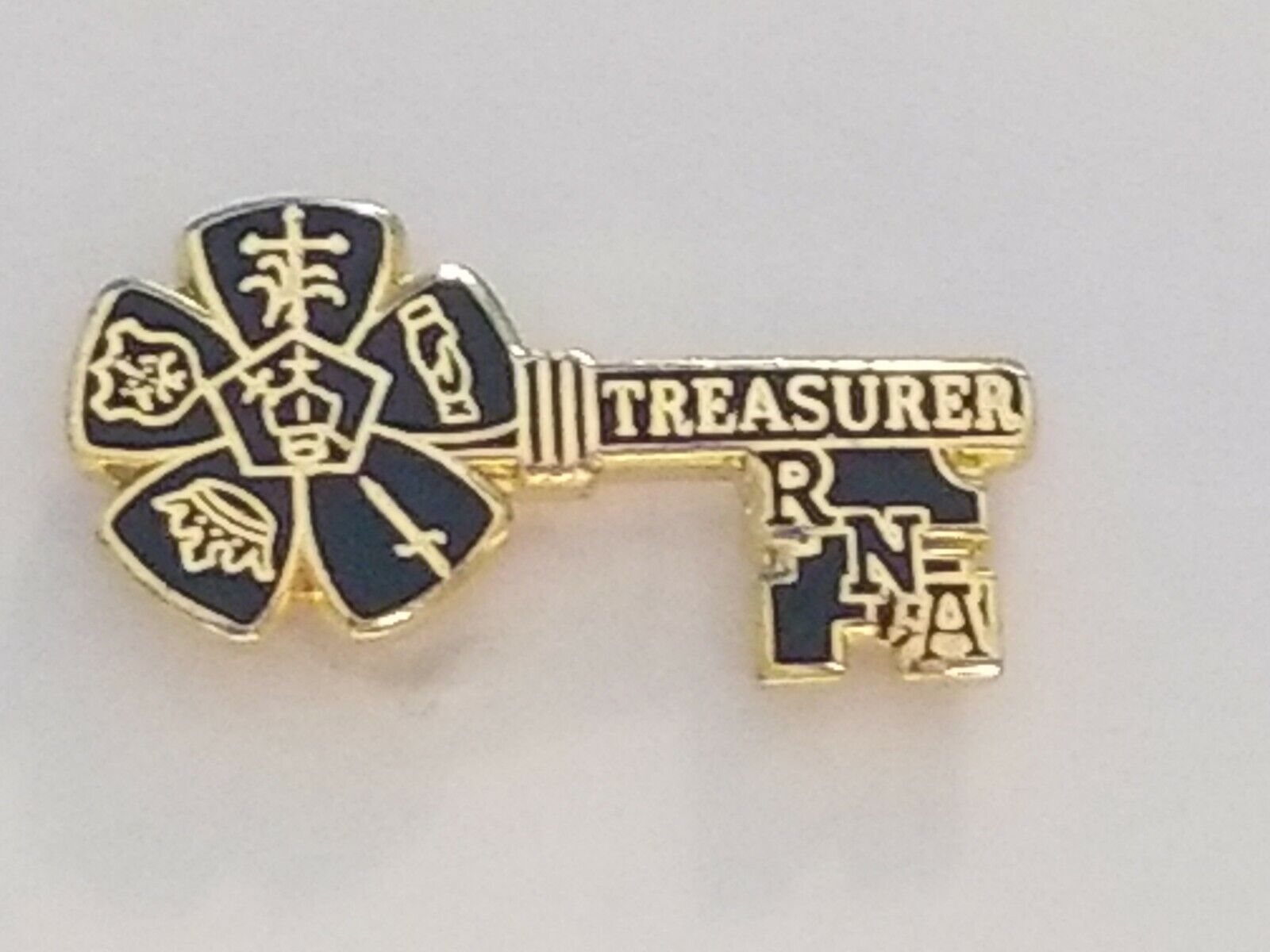 RNA Royal Neighbors of America Treasurer Key Enamel Fraternal Org Hat Lapel Pin 