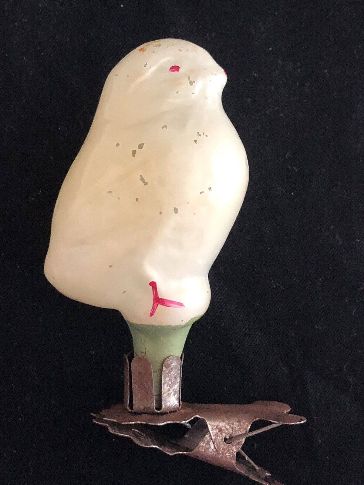 Antique vintage Russian GLASS Christmas ornament chicken clip-on