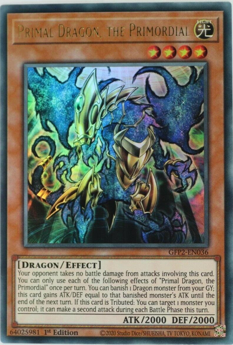 YuGiOh Primal Dragon, the Primordial  GFP2-EN036 Ultra Rare 1st Edition