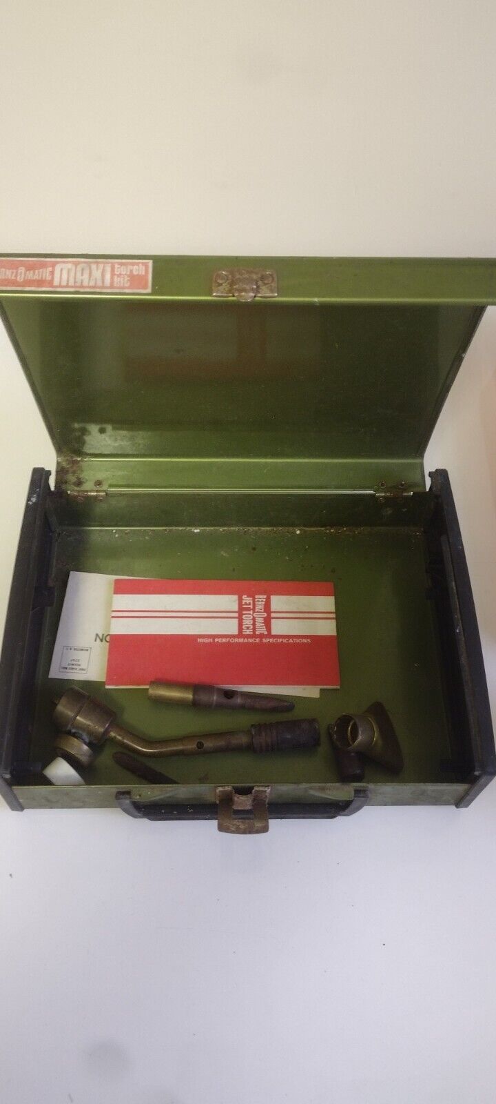 Vintage Bernz-O-Matic Jet Torch 3 Piece Kit Original Green Box. Brazing