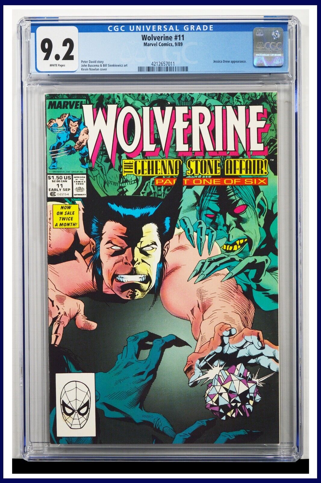 Wolverine #11 CGC Graded 9.2 Marvel September 1989 White Pages Comic Book.