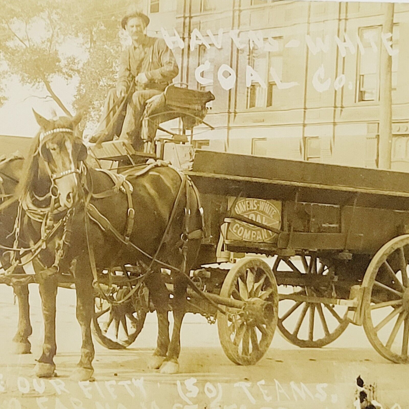 Rare c1911 Postcard Omaha NE - Havens White Coal Company Delivery Wagon Nebraska