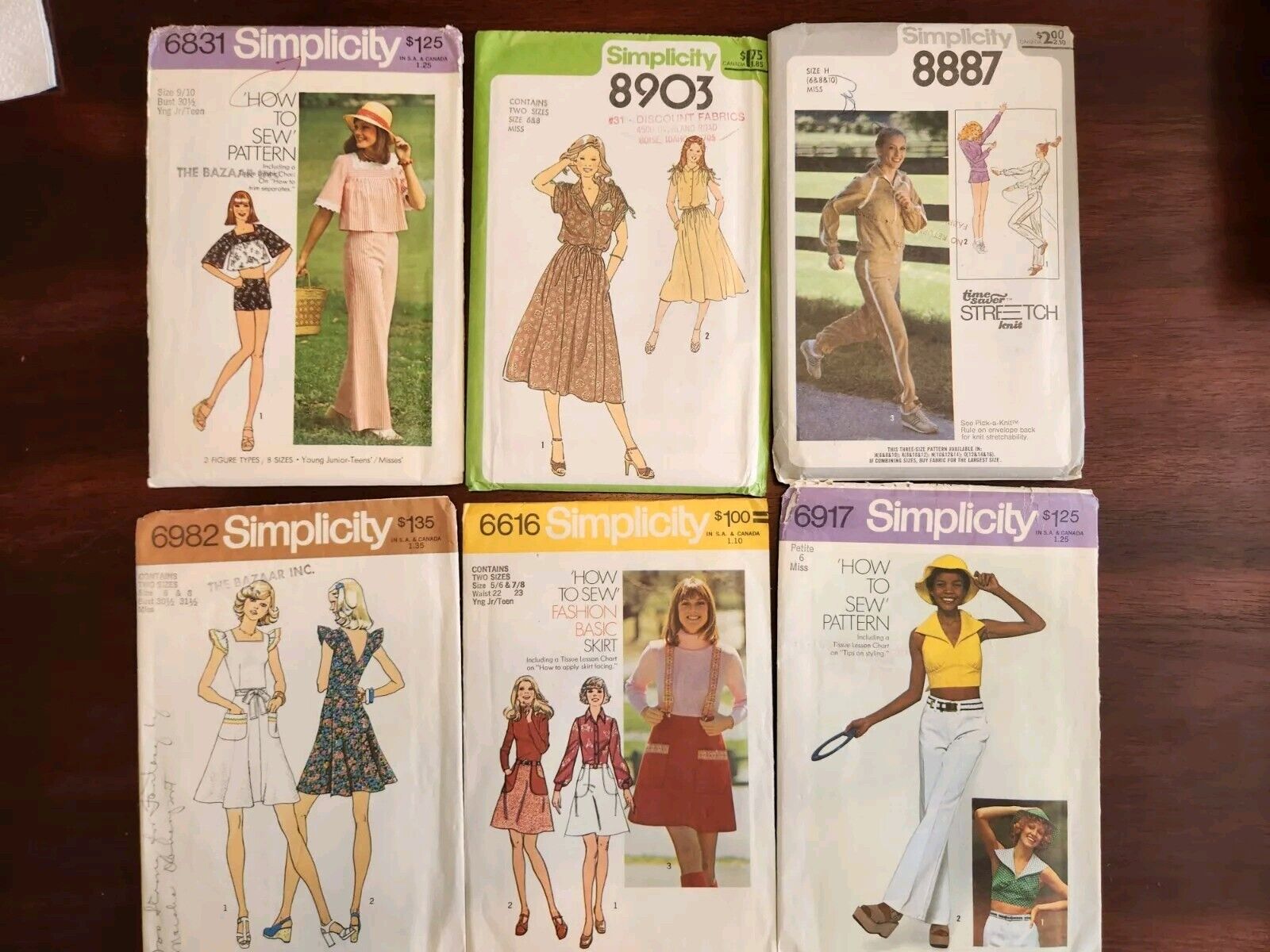 Lot  of Six Vintage Simplicity Sewing Patterns ALL UNCUT