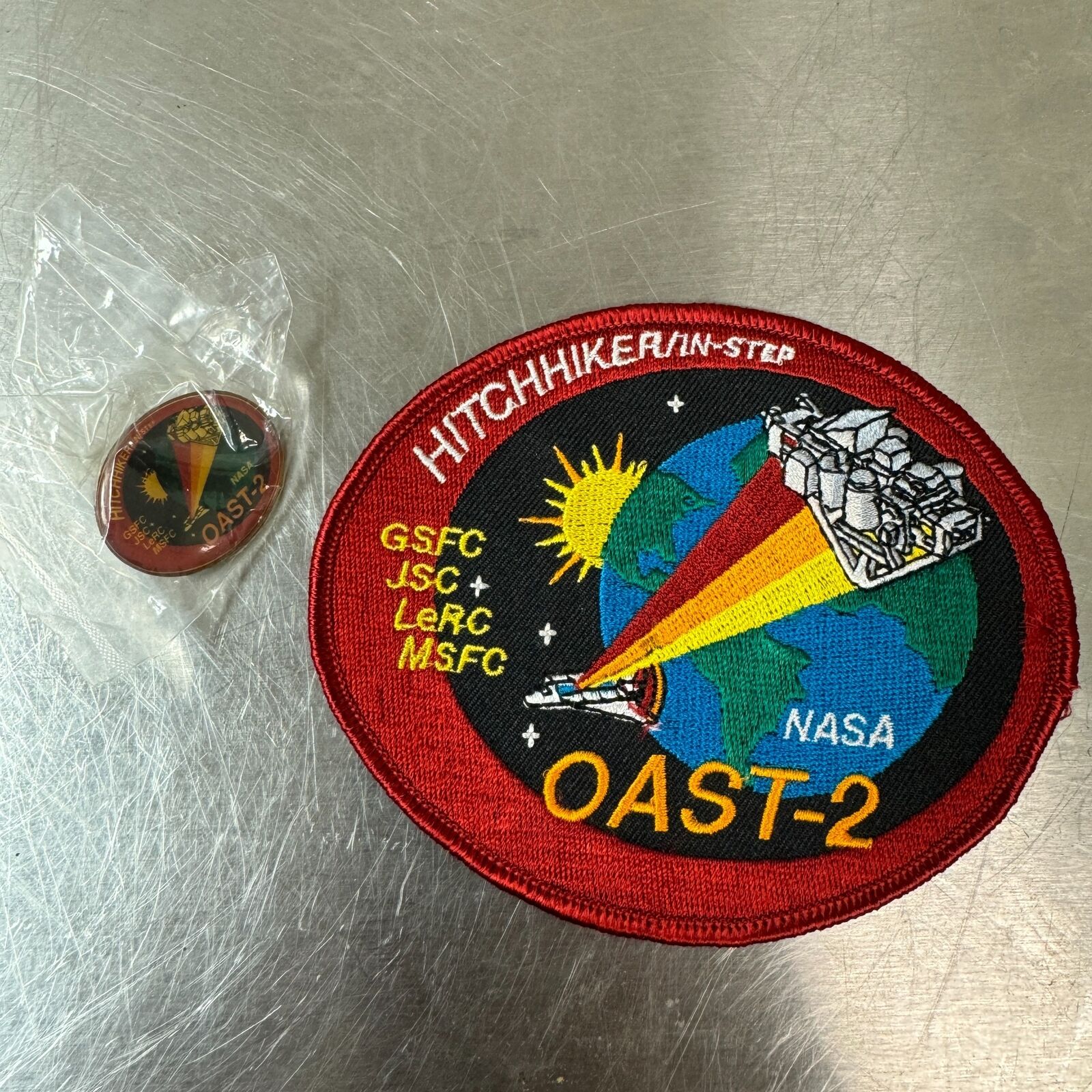 NASA PATCH OAST-2 HITCHHIKER In-Step GSFC JSC LeRC MSFC Oceans Across Space PIN