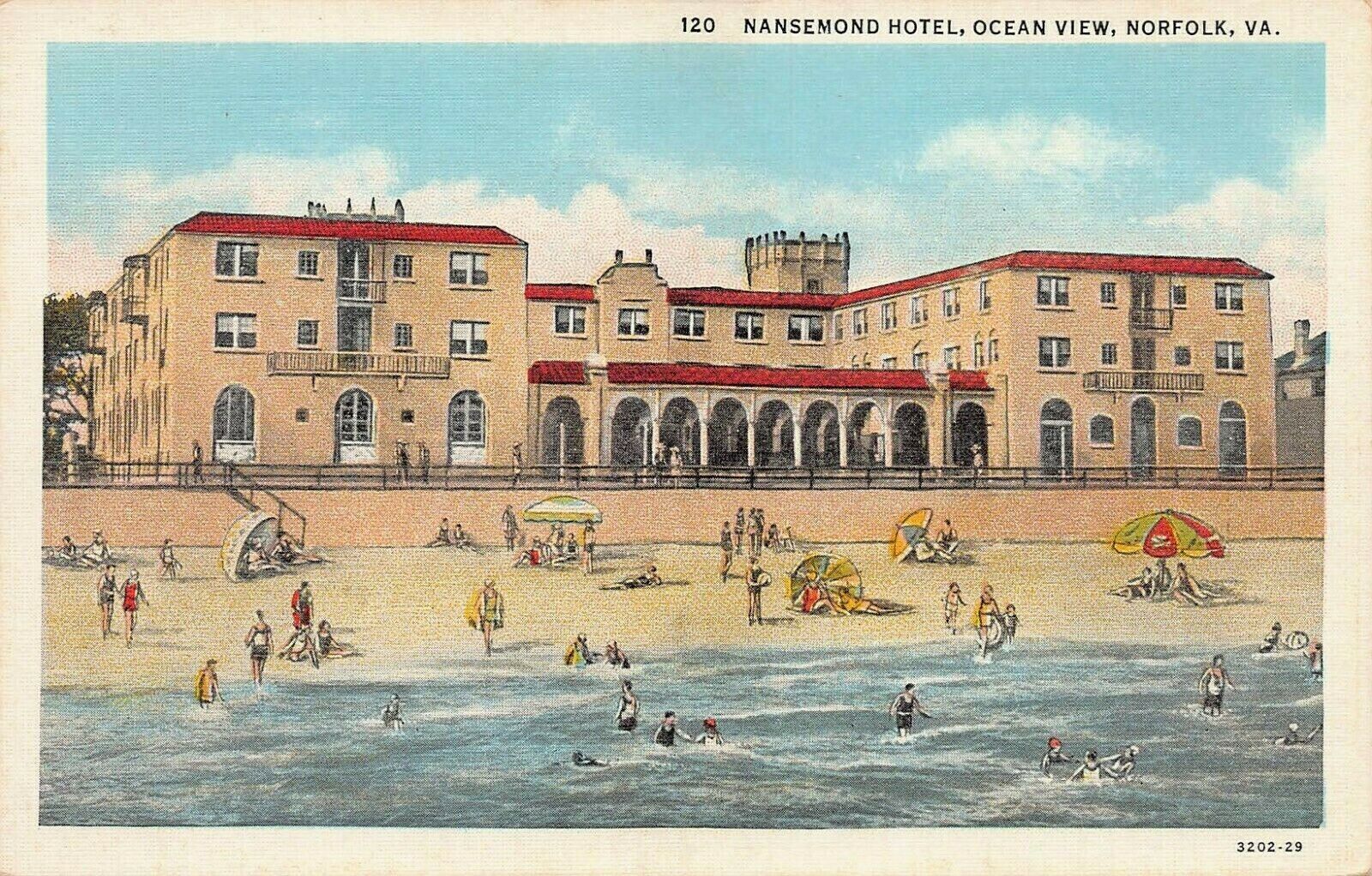 Nansemond Hotel, Ocean View, Norfolk, Virginia, Early Postcard, Unused