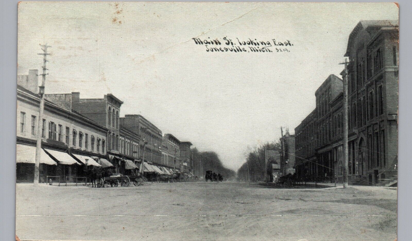 JONESVILLE MI MAIN STREET EAST c1910 original antique postcard historic michigan