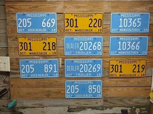 Mississippi Exp 2018 Lot of 10  Dealer License Plates Tags ~ 205 669