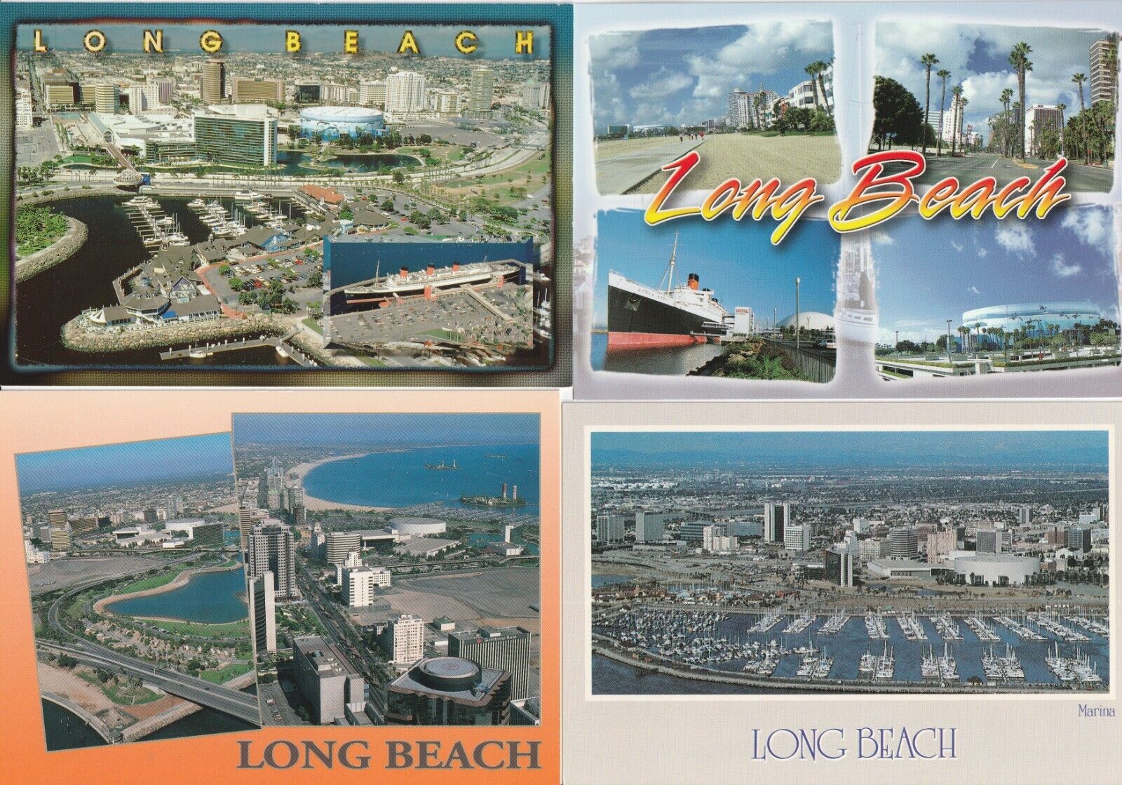 (4) Postcards Showing the IHL/WCHL Long Beach Ice Dogs Hockey Arena
