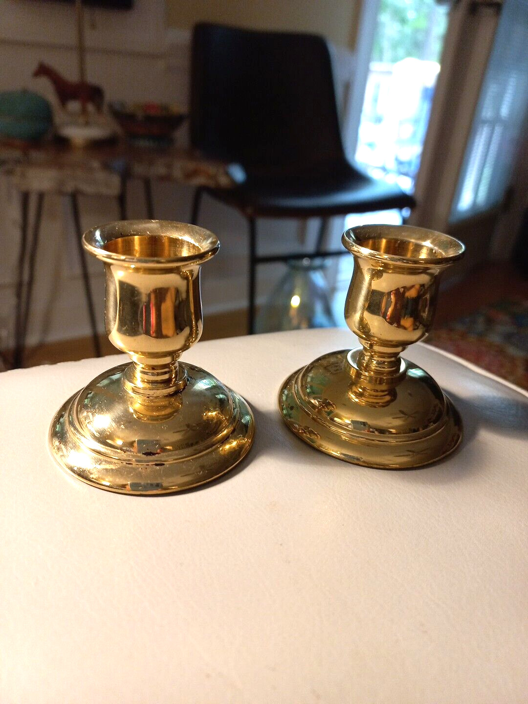 Partylite Pair of Brass Small Candleholders