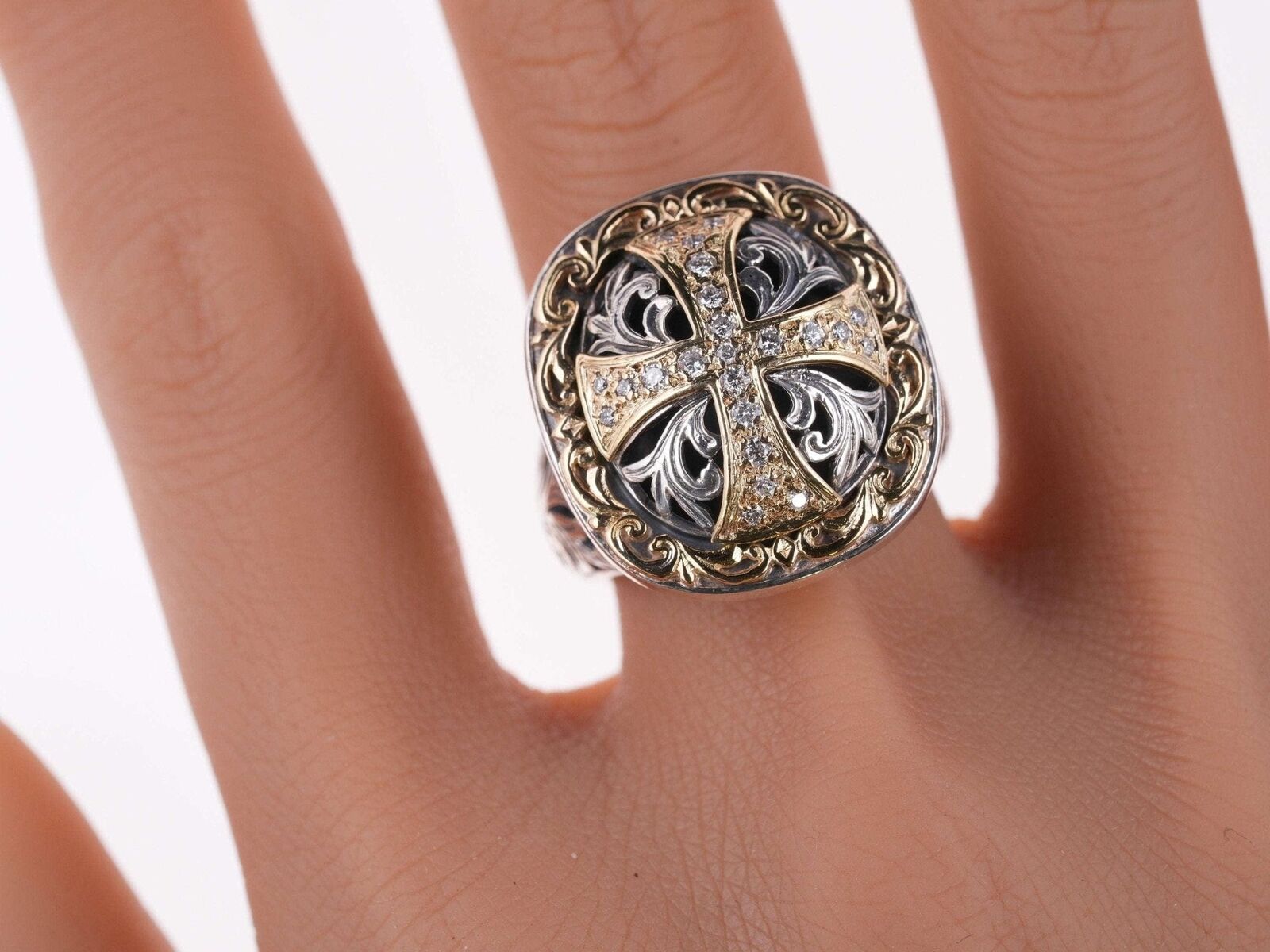 sz8 Konstantino Diamond 18k/Sterling greek designer ring