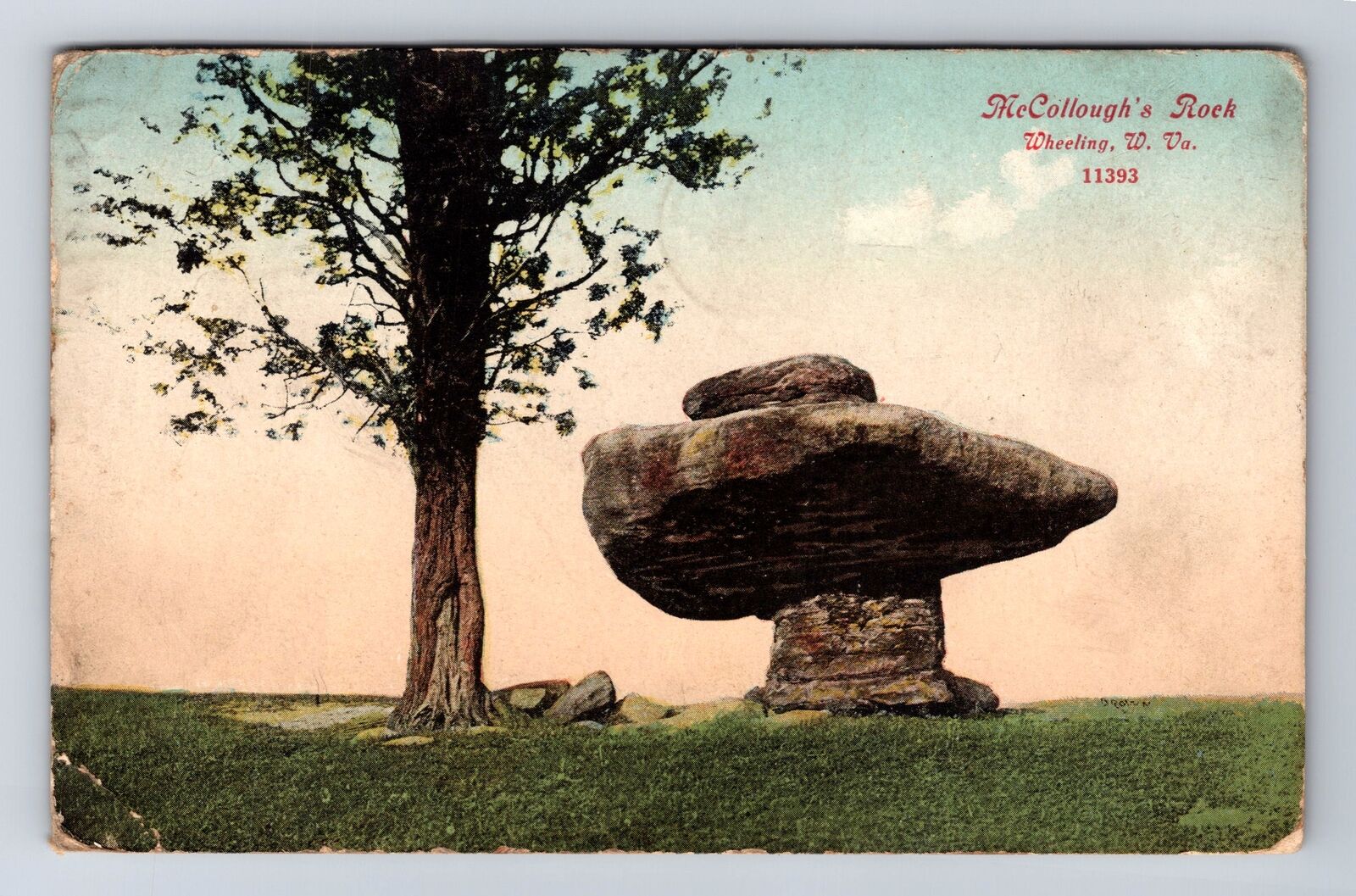 Wheeling WV-West Virginia, McCollough's Rock, Antique, Vintage c1910 Postcard