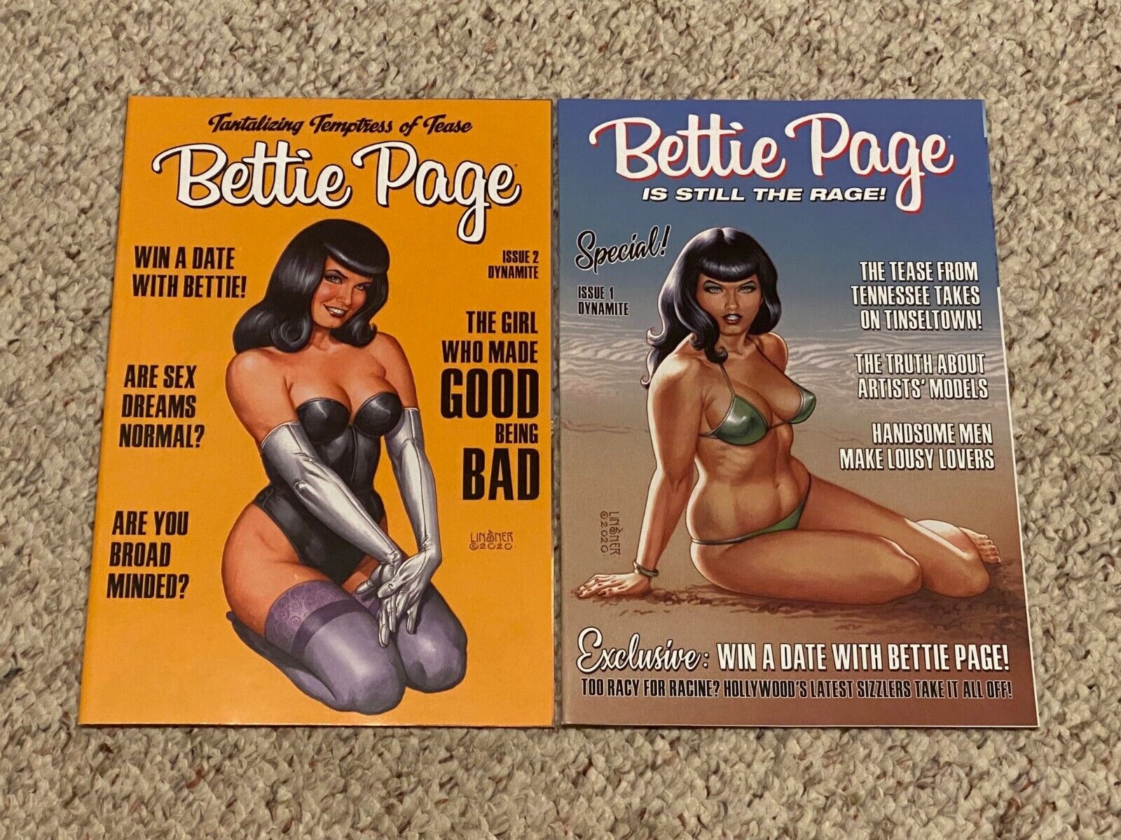 BETTIE PAGE ISSUES #1, 2 DYNAMITE COVERS BY JOSEPH MICHAEL LINSNER