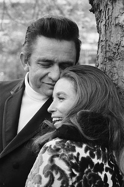 American country singer Johnny Cash with his wife June Carter - 1968 Old Photo 3