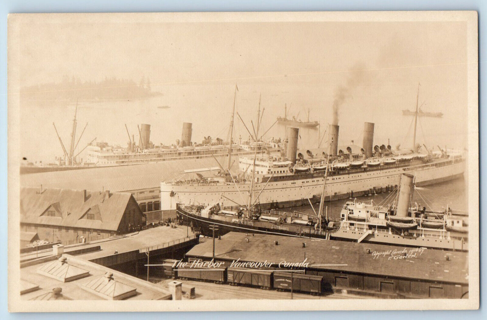 Vancouver British Columbia Canada Postcard The Harbor c1920's RPPC Photo