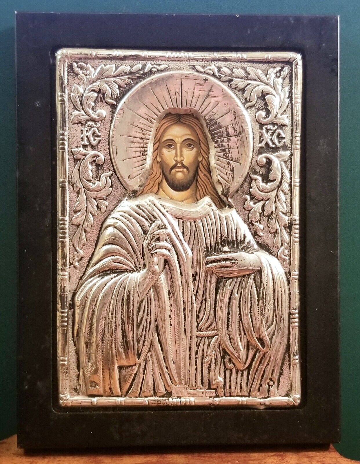 Vintage Mont Athos Jesus Christ Greek Orthodox Byzantine Icon .925 Silver