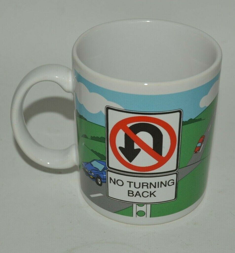 Vintage Over The Hill No Turning Back Ceramic Coffee Mug 40th Birthday PAPEL